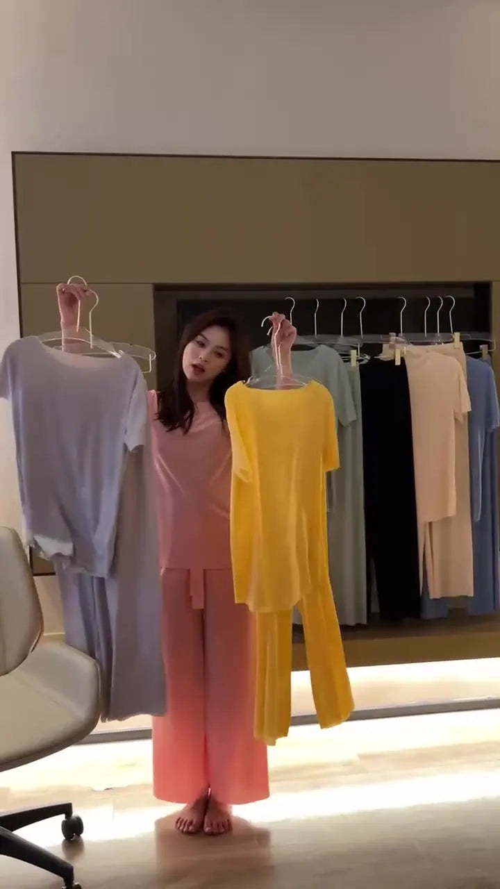 Eisse ide Pyjama dreiteiliges Set Damen Damen Home Wear Hose einfache Freizeit bequeme lose kurz ärmel ige Mädchen Nachtwäsche.