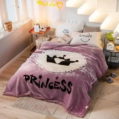 150x200cm  Home Blanket Double Layered Encrypted Plush Fur Coral Fleece Quilt Winter Dormitory Sofa Keep Warm Sheet Bed Cover