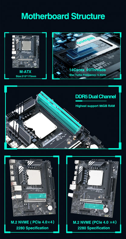 Q1HY ES 0000 Refer to i9 139** DIY Gaming Computer Motherboard with Onboard 13th Kit Interposer Core CPU 14C20T DDR5 Desktops.