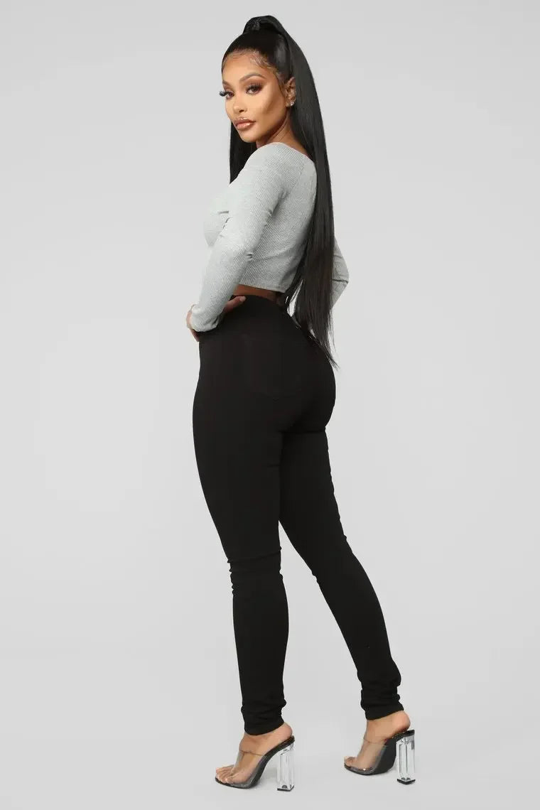 Women Jeans Wash Denim pant Sheath Ankle Length Pencil Pants Skinny Hot High Waist Slim Casual Basics Solid 2025 Button Pockets