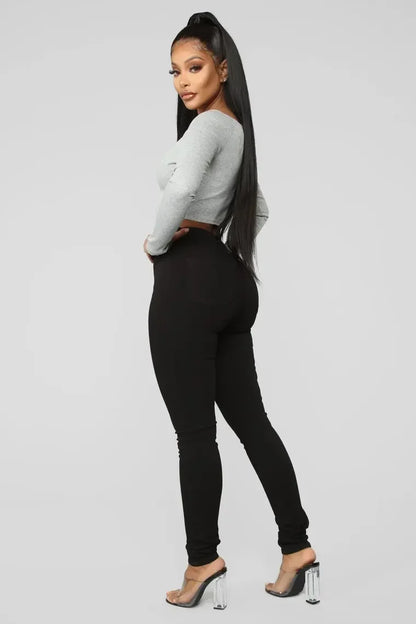 Women Jeans Wash Denim pant Sheath Ankle Length Pencil Pants Skinny Hot High Waist Slim Casual Basics Solid 2025 Button Pockets