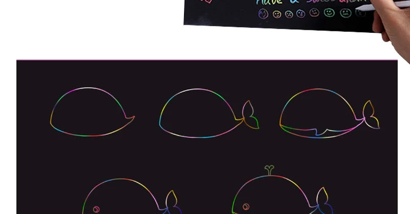 Scratch Art Paper Set 10 Sheets 5 Stencil Templates World Landmarks Animal DIY Kit Creative Painting Craft Magic Toy Kids Gift.