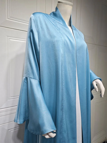 Siskakia Muslim Open Kimono Abaya For Moroccan Women Fashion Ruffle Sleeve Arab Dubai Clothing Jalabiyat Turkey Soft Gulf Robe