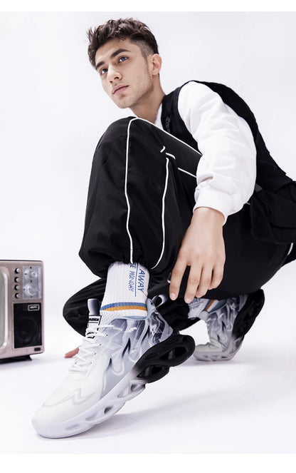 Men Running Shoes Mesh Breathable Flat Cushioning Soft Comfortable Sneakers Outdoor Gym Trendy Casual Jogging Shoes for Men