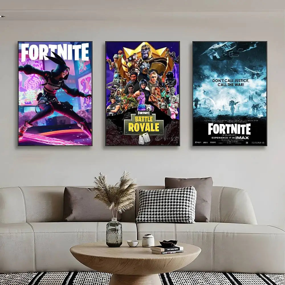 1pc F-Fortnites Poster HD art sticky wall waterproof home living room bedroom bar aesthetic decoration.