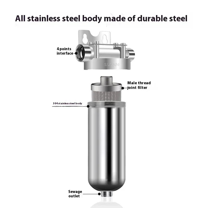 Pre filter household well water whole house household water purifier 304 stainless steel high flow backwashing water filter.