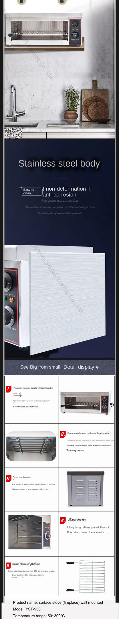 Household 220v Electric Heating Surface Stove Commercial Hanging Drying Oven With Timer Electric Oven New Multi-function Grille.