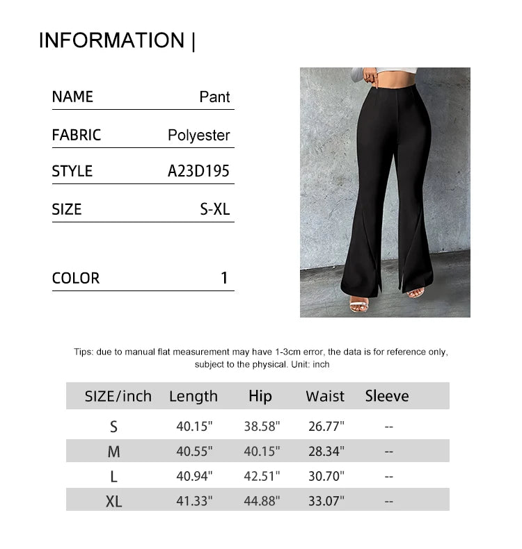 2024 Frühling/Sommer neue Damen Plus Size Flip Flops ausgestellte Hosen taillierte Schlitz hose 80er Jahre Party Yoga Hose.