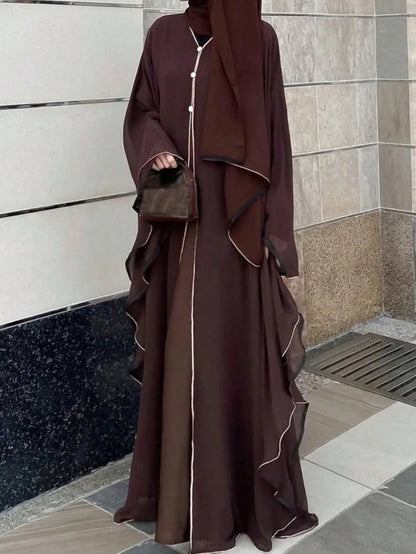 Middle-East Ethnic Clothing Full Sleeve Loose Abaya Muslim Women Abayas Casual Solid Kaftans Jilbabs Islamic Maxi Dresses.