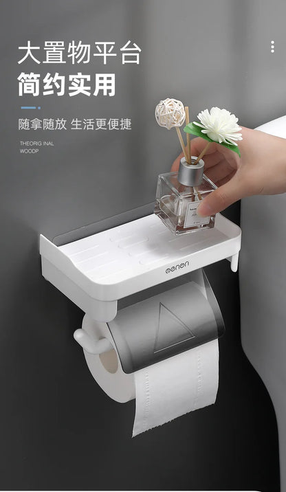 Wand Halterung Toilettenpapier Halter Top Kleinigkeiten Lagerung Kunststoff Wasserdichte Rollen Papier Lagerung Rack Badezimmer Tissue Organizer Regale