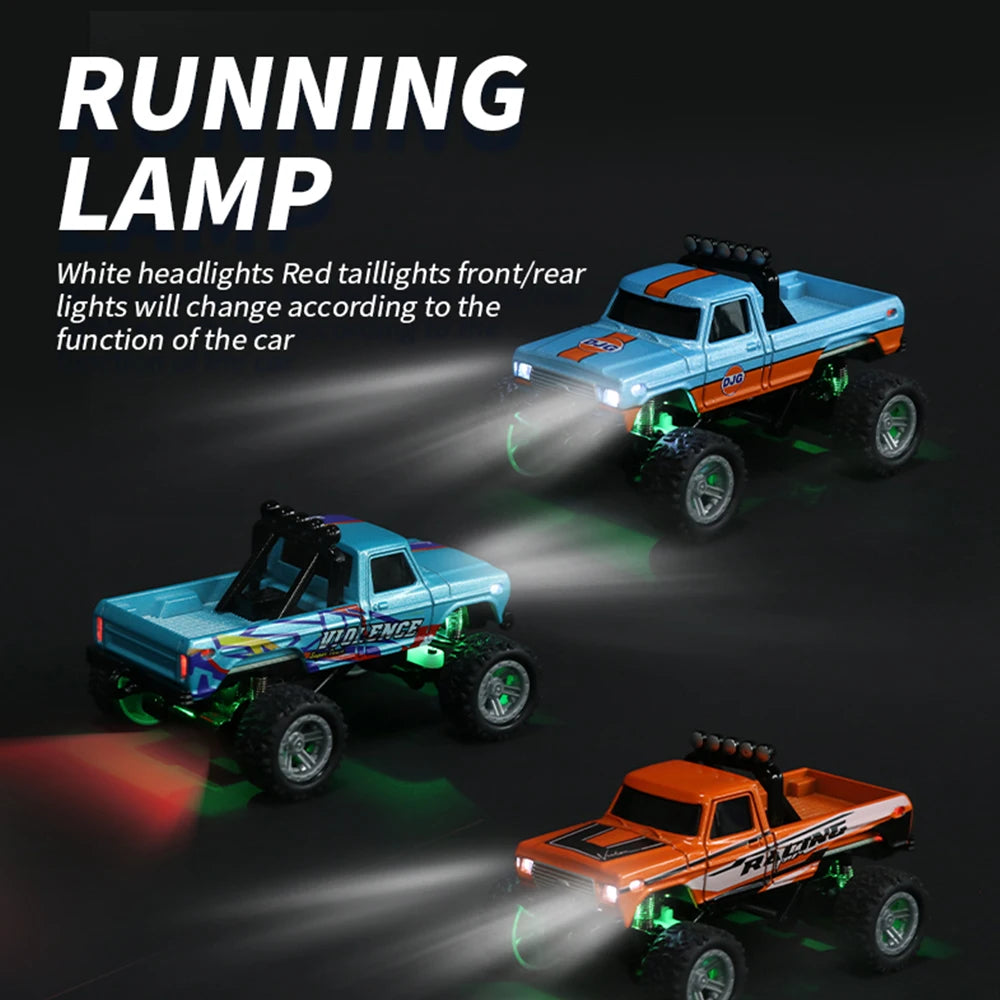 RC 1/64 Speed Mini Off-Road Climbing Car Alloy Cool Appearance Light Shock Absorption With LED Light Toy For Children's Gift.