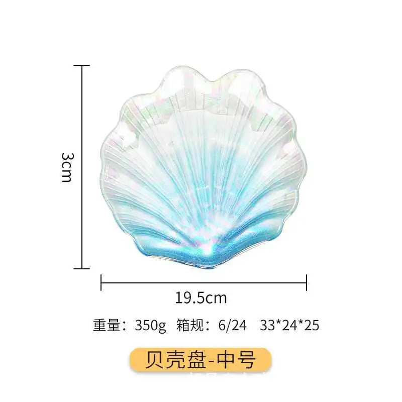 Creative Colorful Glass Shell Dishes Home Marine Fruit European Tray Snacks Ornaments Irregular Plates Home Decorative Plates.