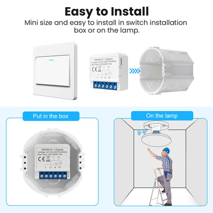 AVATTO Tuya WiFi Zigbee Smart Lichtschaltermodul, Neutralleiter/Keine Neutralleitersteuerung DIY Breaker Arbeit für Alexa, Google Home.