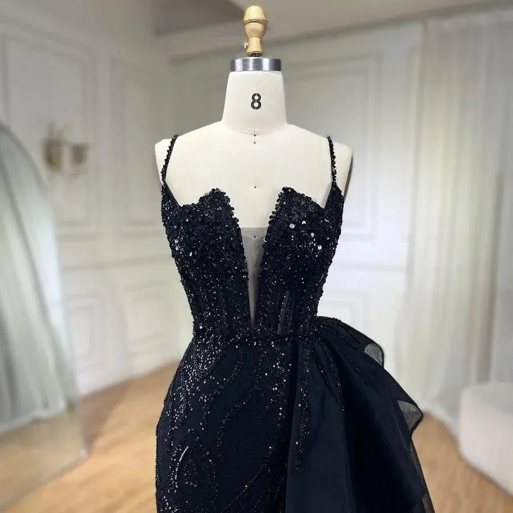 SERENE HILL Maßgeschneiderte 2025, türkisfarbene Spaghettiträger, luxuriöse Perlen-Abendkleider, Meerjungfrau, Schlitz, Überrock, Party, GLA 72378