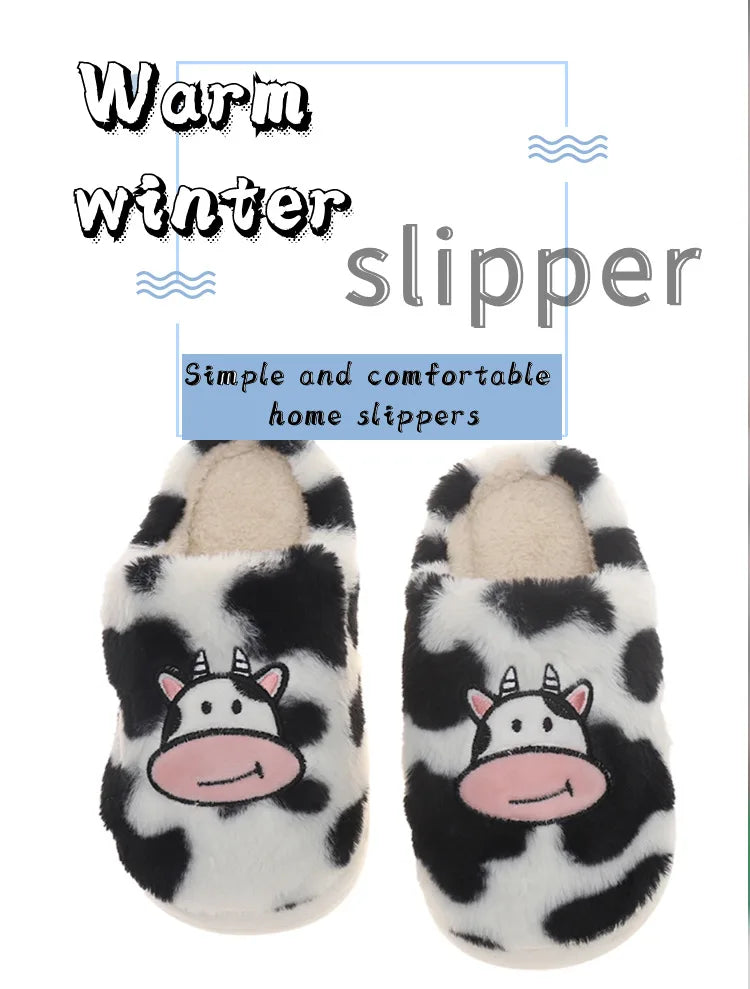 Smile PoP Cute Women Slippers Indoor Fuzzy Women House Slippers Classic Cartoon Casual Home Shoes Warm Bedroom  Animals Shoes.