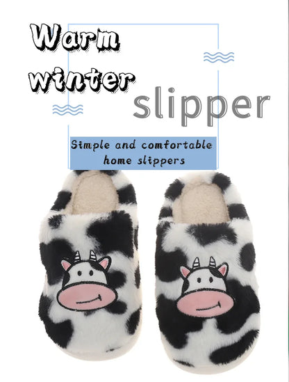 Smile PoP Cute Women Slippers Indoor Fuzzy Women House Slippers Classic Cartoon Casual Home Shoes Warm Bedroom  Animals Shoes.