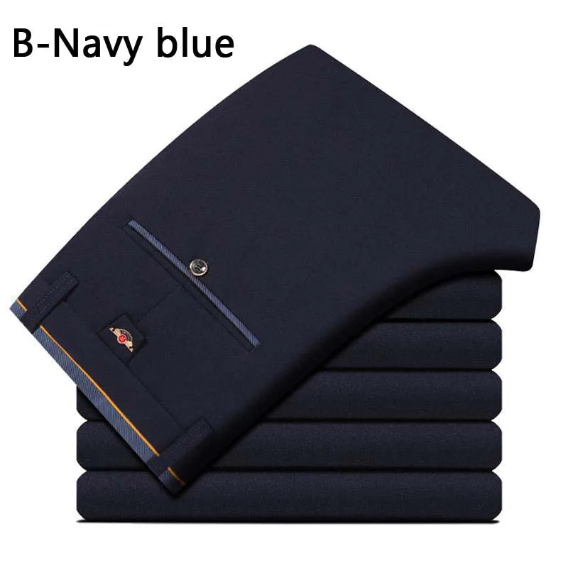 Men's Summer Fashion Business Casual Long Pants Suit Pants Male Elastic Straight Formal Trousers Plus Big Size28-40.