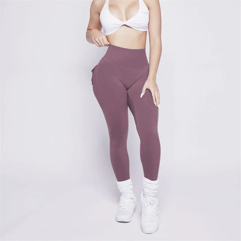 Women Bum Leggings 2025 Women High Waist Tights Pants Peach Hips with Pockets Women Workout Gym Leggings Yoga Pants.