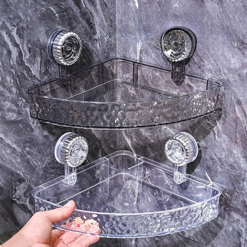 Nicht perforierter Saugnapf für Badezimmer, dreieckiges Aufbewahrungsregal, Wandmontage, WC-Waschtisch, Ecklagerregal, praktischer Handtuchhalter