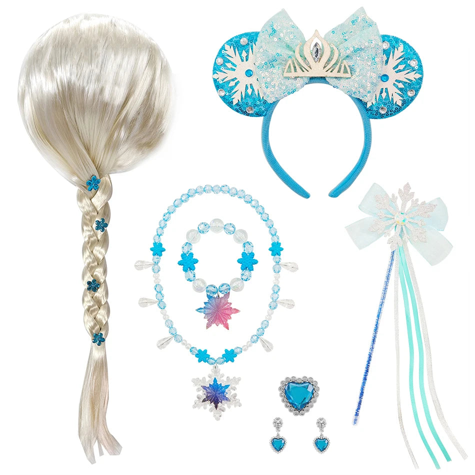 Mädchen Schneekönigin Spitze Schleife Prinzessin Kleid Elsa Cosplay Disney Performance Kleidung Kinder Halloween Karneval Party Fee Outfits
