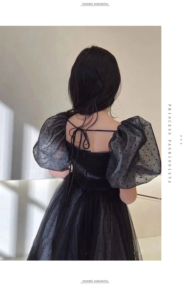 Mädchen Abendkleid für Kinder Elegante Schwarz Vintage Puff Hülse Kleider Teenages Party Kleider Kinder Violine Leistung Vestidos.