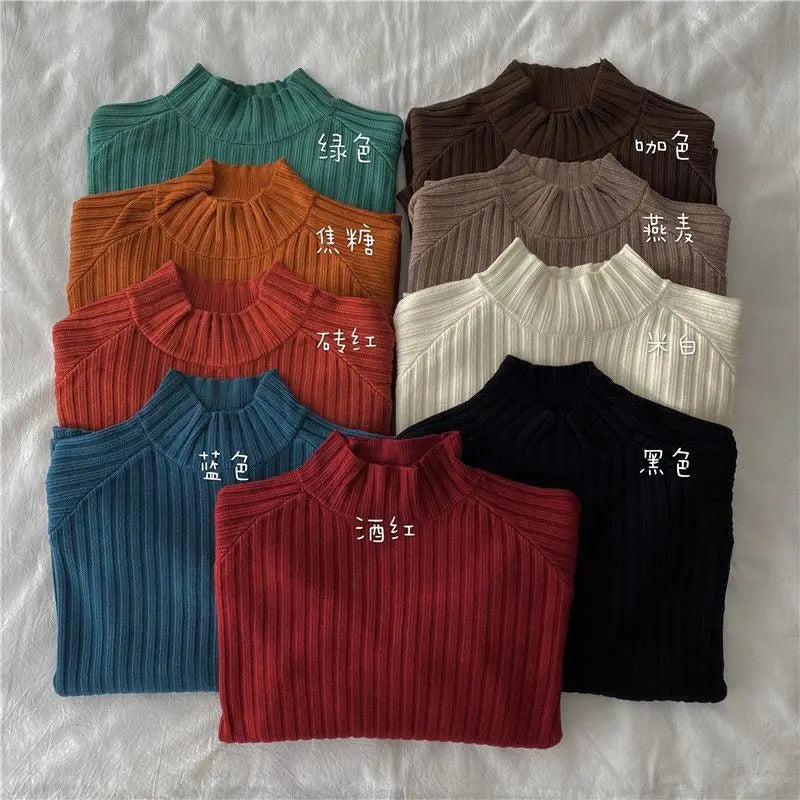 Rollkragen Gestrickte Pullover Frauen Herbst Winter Mode Lose Lange Hülse Alle Spiel Pullover Pullover Solide Büro Dame Jumper.