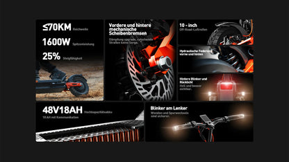 Joyor T6E ABE Electric Scooter for Adults 500W Folding E-scooter with 48V 18Ah Battery.