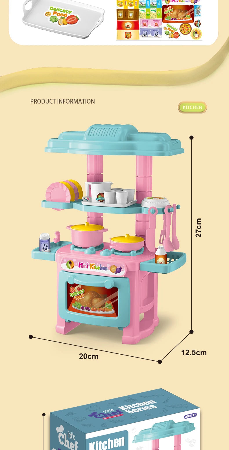 Kitchen Playset Toys, 2 Color Random Play Food Set Accessories Play Sink & Oven, Toddler Kitchen Mini Cutting for Boys and Girls.