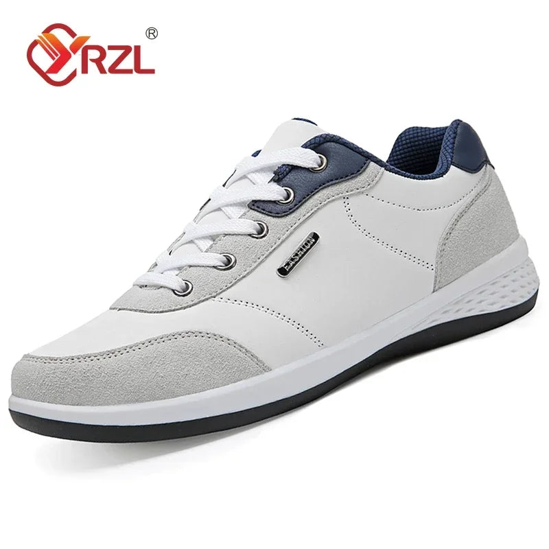 YRZL Men Shoes Spring Autumn Waterproof Walking Sneakers Leisure Male Leather Sports Shoes Non-Slip Footwear Tennis for Men.