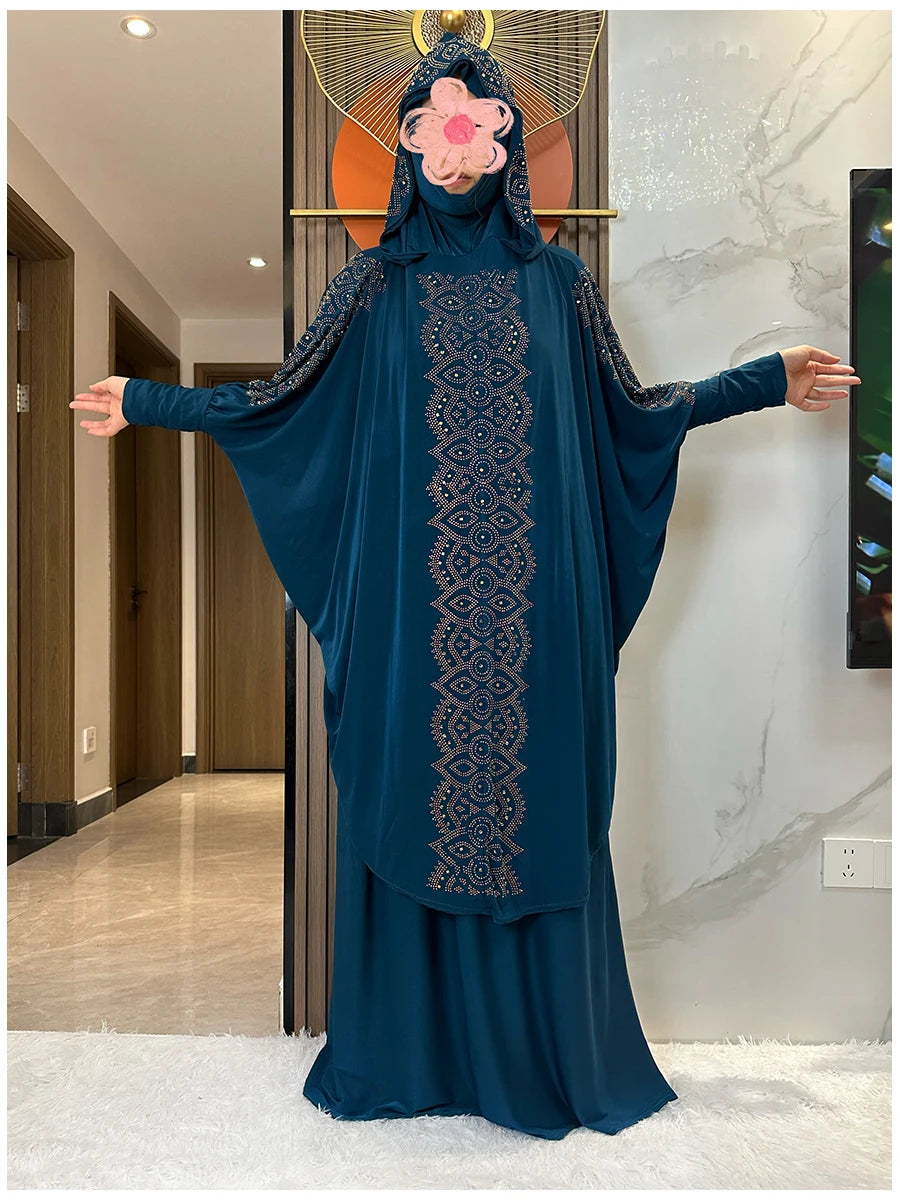 Two Piece Set Dress  Hijab Long Khimar Skirt Sets Islamic Niqab jilbab Women Eid Morocco Muslim Abaya Set Women Prayer Garment