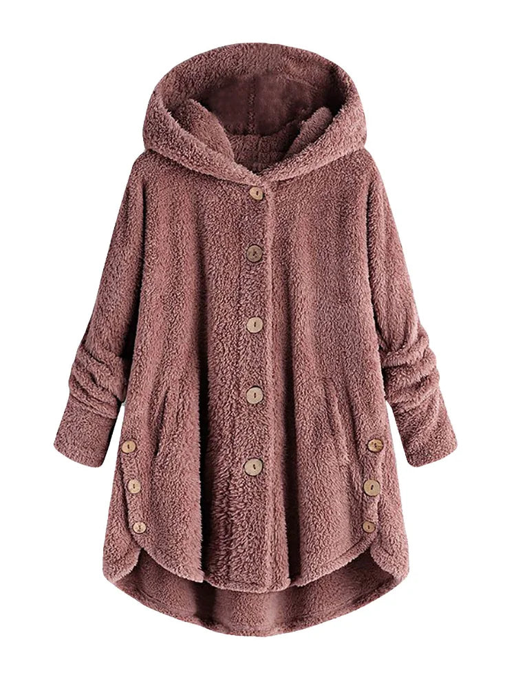 Herbst Wintermantel Frauen warme Teddybär Mantel Woll jacke weibliche Plüsch mantel Kapuzen jacke neue Damen mäntel einfarbige Jacke.