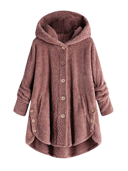 Herbst Wintermantel Frauen warme Teddybär Mantel Woll jacke weibliche Plüsch mantel Kapuzen jacke neue Damen mäntel einfarbige Jacke.