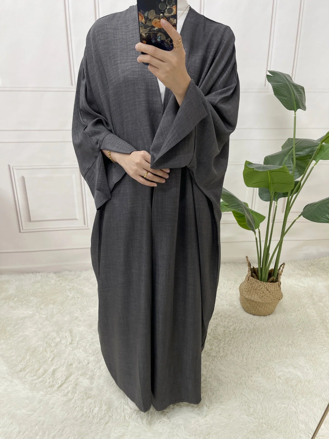 Split Sleeve Open Abaya Kimono Comfort Minimalist Muslim Outfit Islamic Clothing Modest Fashion Without Slip Dress.