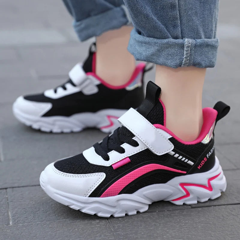 Trendy Lightweight Children Girls' School Shoes Anti-Slip Breathable Outdoor Casual Walking Sneaker Size 28-39.