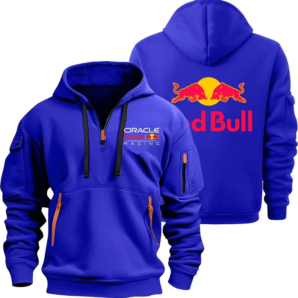 Red Bull Logo Motorcycle Racing Team Men Half Zipper Hoodie Spring Autumn Male Sweatshirt 2025 New Fashion Pullover Clothes Tops.