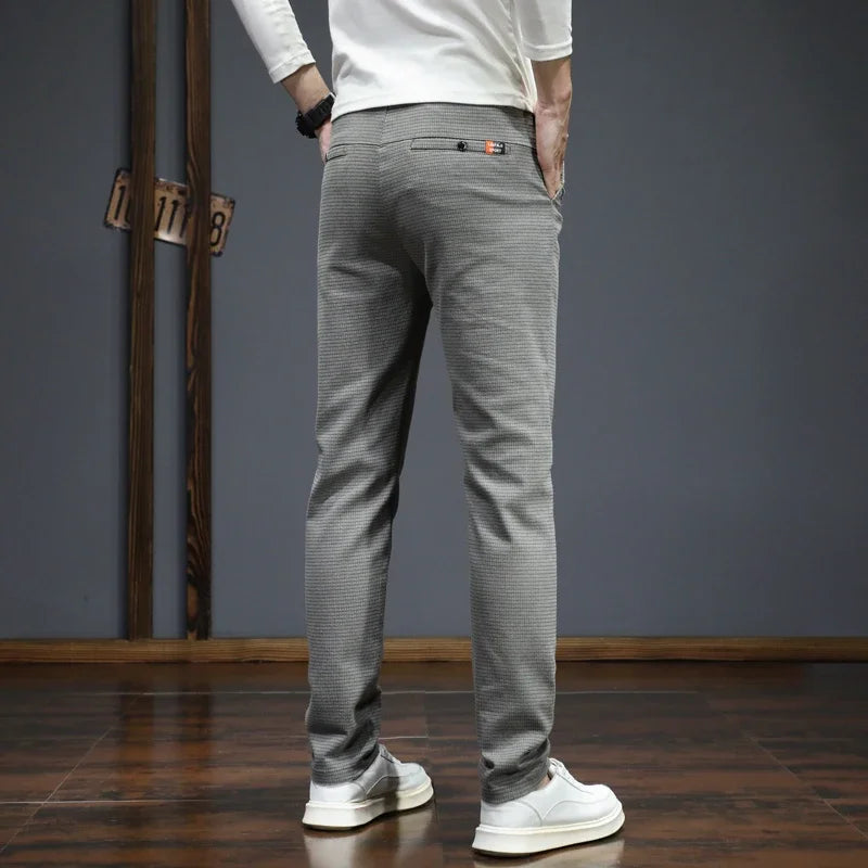 Autumn Winter New Men's Casual Pants Korean Fashion Stretch Straight Slim Fit Trousers High Quality Sweatpants Solid Color Male.