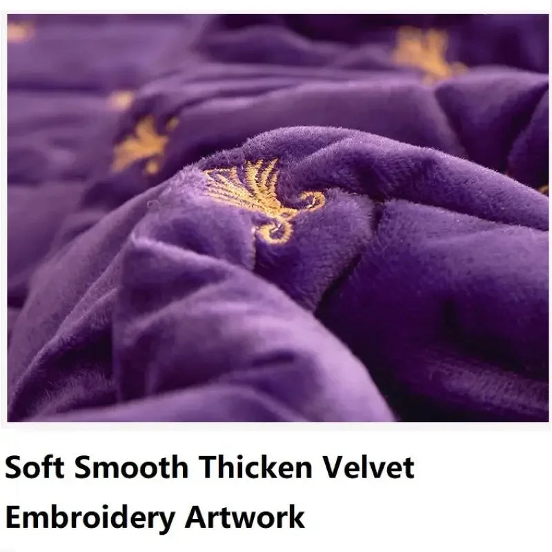 Embroidery Mattress Cover Thicken Soft Velvet Quilted Mattress Protector Cover Customized Fitted Sheet Not Including Pillowcase.