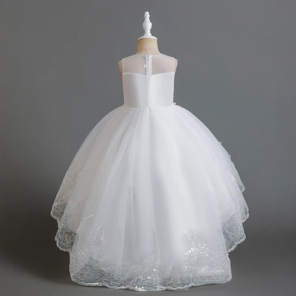 Herbst neue Kinder kleid Prinzessin Kleid Hochzeit Brautjungfer Hochzeits kleid flauschiges Kleid Spitze Trail bestickte Kinder kleidung.