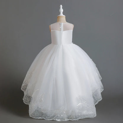 Herbst neue Kinder kleid Prinzessin Kleid Hochzeit Brautjungfer Hochzeits kleid flauschiges Kleid Spitze Trail bestickte Kinder kleidung.