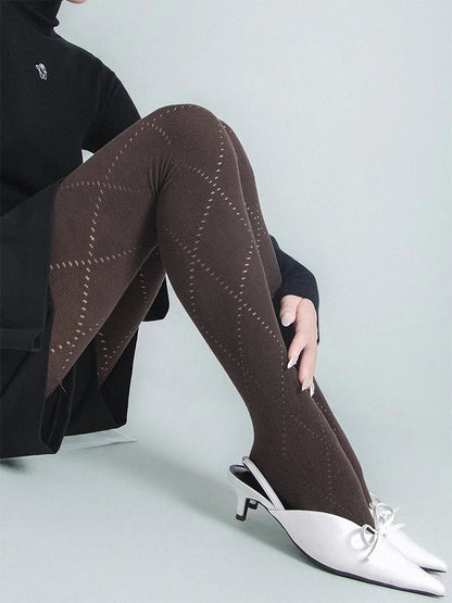 Talenza Autumn Winter Leggings Women's Solid High Waist Slim Sexy Warm Pantyhose Super Elastic Y2k Hollow Tights Women's Socks