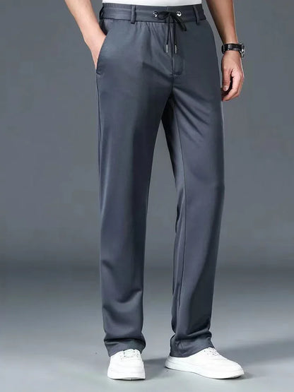 10XL Big Size Men's Summer Casual Pants Straight Fit Elastic Waist Trouser Male Classic Office Plus Large Stretch Zipper Pocket.