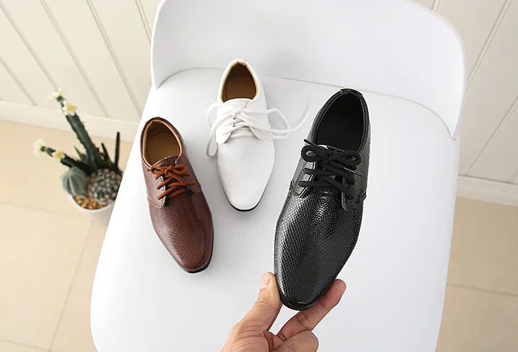 Iawesome Boys Leather Shoes Kids Flats Lace-up Children's Wedding Shoes For Toddlers Boy Big Boys Fashion For Performance.