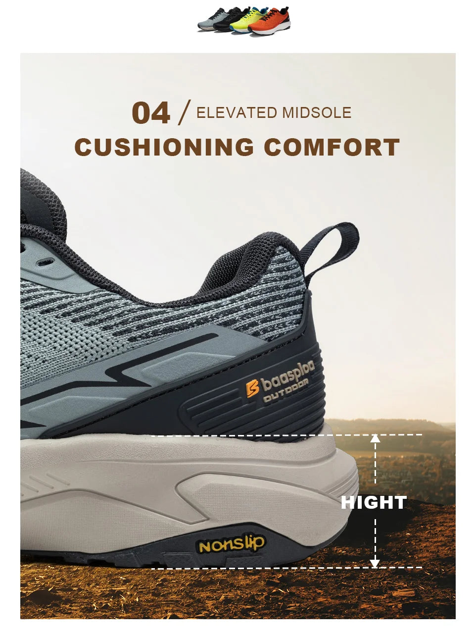 Baasploa Männer Wanderschuhe Komfort Tragen Beständig Outdoor Schuhe Männer Atmungsaktives Mesh Casual Turnschuhe Klettern Nicht-Slip Spitze Up.