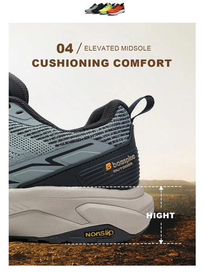 Baasploa Männer Wanderschuhe Komfort Tragen Beständig Outdoor Schuhe Männer Atmungsaktives Mesh Casual Turnschuhe Klettern Nicht-Slip Spitze Up.
