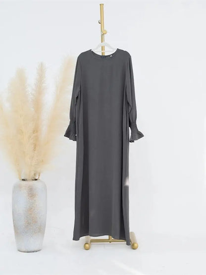 Eid Jersey Solid Modest Under Abaya Dubai 2024 Palestine Women Islamic Clothing Muslim Kaftan Inner Dresses Robe Femme Musulmane