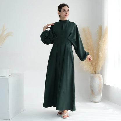 Elegant Muslim Dress Ramadan Pleated Abaya for Women Slim Waist Long Dress Islamic Clothing Muslim Eid Party Dresses Hijab Robe