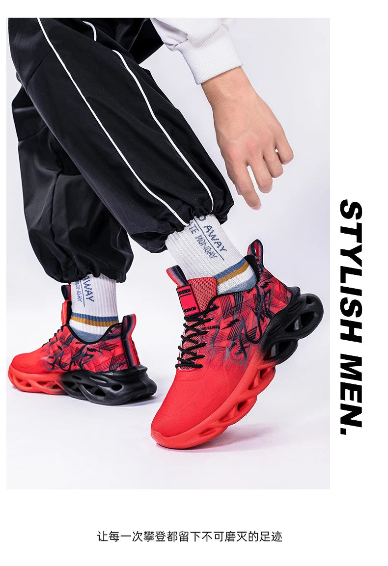 Men Running Shoes Mesh Breathable Flat Cushioning Soft Comfortable Sneakers Outdoor Gym Trendy Casual Jogging Shoes for Men