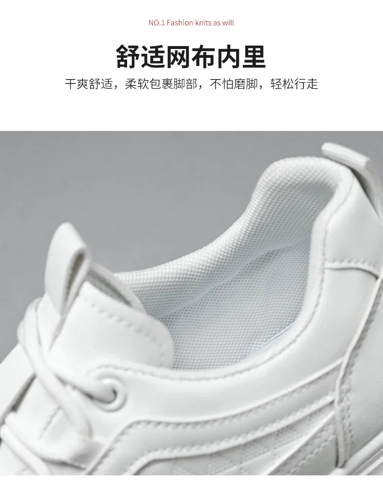 Fashion White Men Casual Sneakers Outdoor Platform Runing Shoes Breathable Mens Sport Shoes Light Walking Shoes Tennis Shoes.