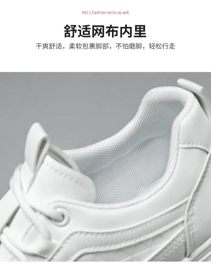 Fashion White Men Casual Sneakers Outdoor Platform Runing Shoes Breathable Mens Sport Shoes Light Walking Shoes Tennis Shoes.