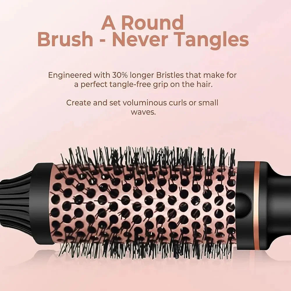 3 In 1 Ionic Hair Curler Straightener Professional Curling Iron Heated Hair Styling Brush Anti-Scald Thermal Brush Curl Wand.